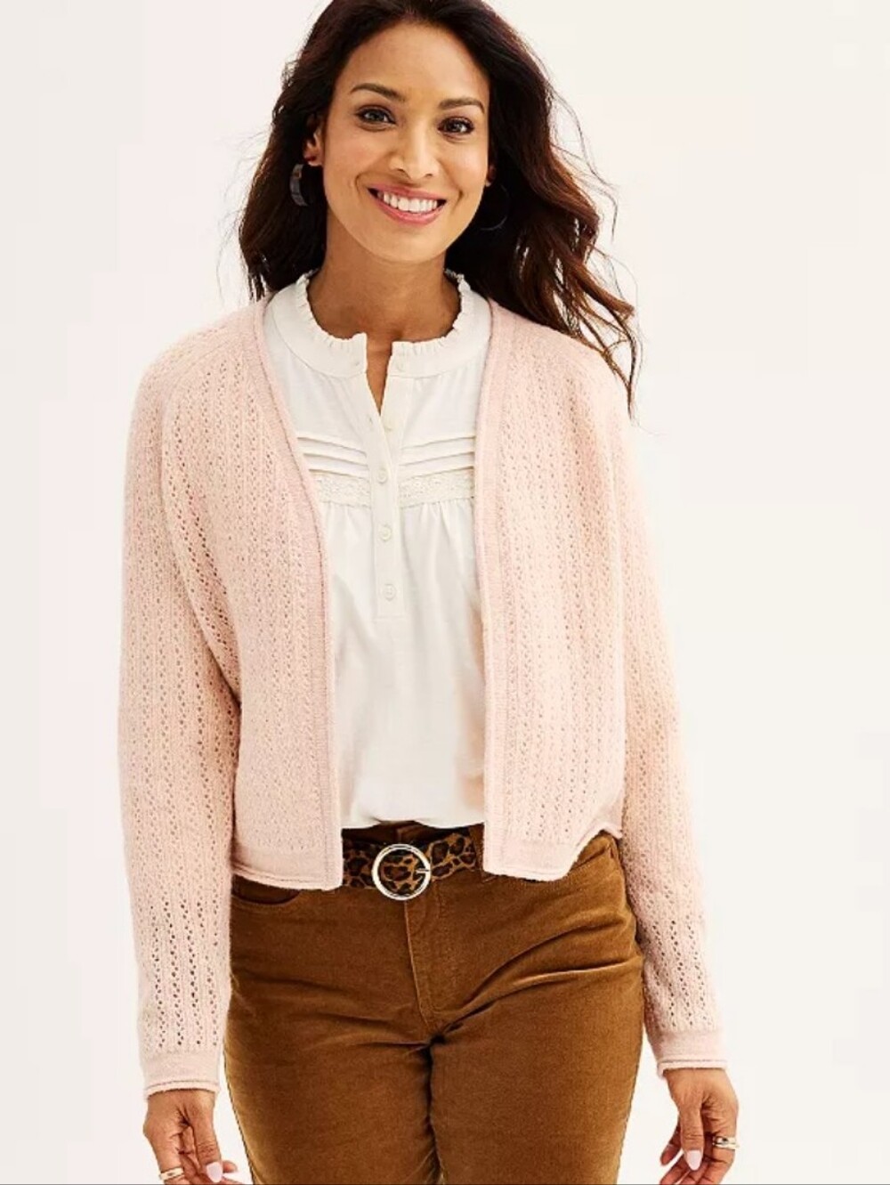NWT Women's Croft & Barrow® Pointelle Stitch Cardigan Size M